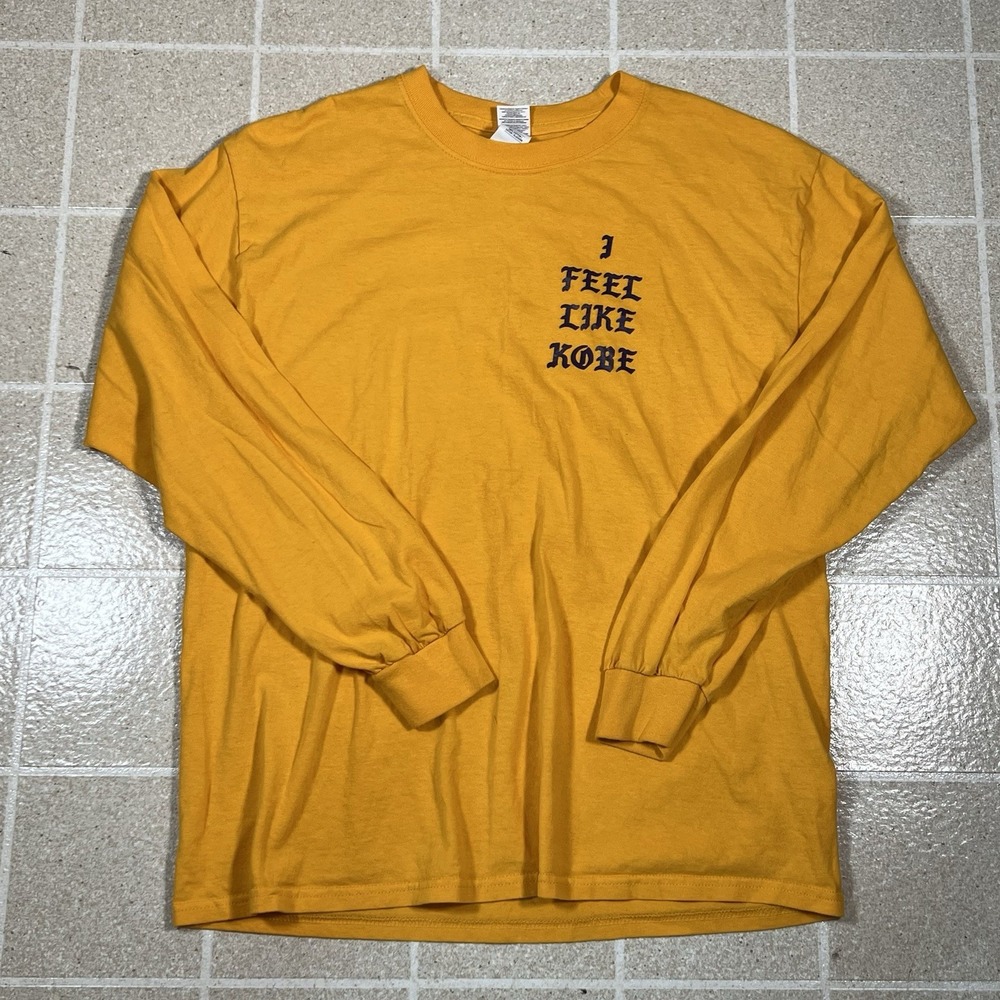 Kanye West "I Feel Like Kobe" Bryant Yellow & Black Long Sleeve Shirt Mens‎ L